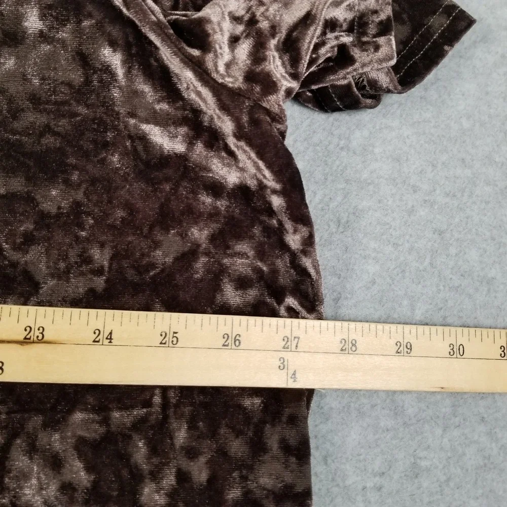 Amaryllis Top‎ Women's 3X Plus Brown Crushed Velvet Short Sleeve Blouse Stretch